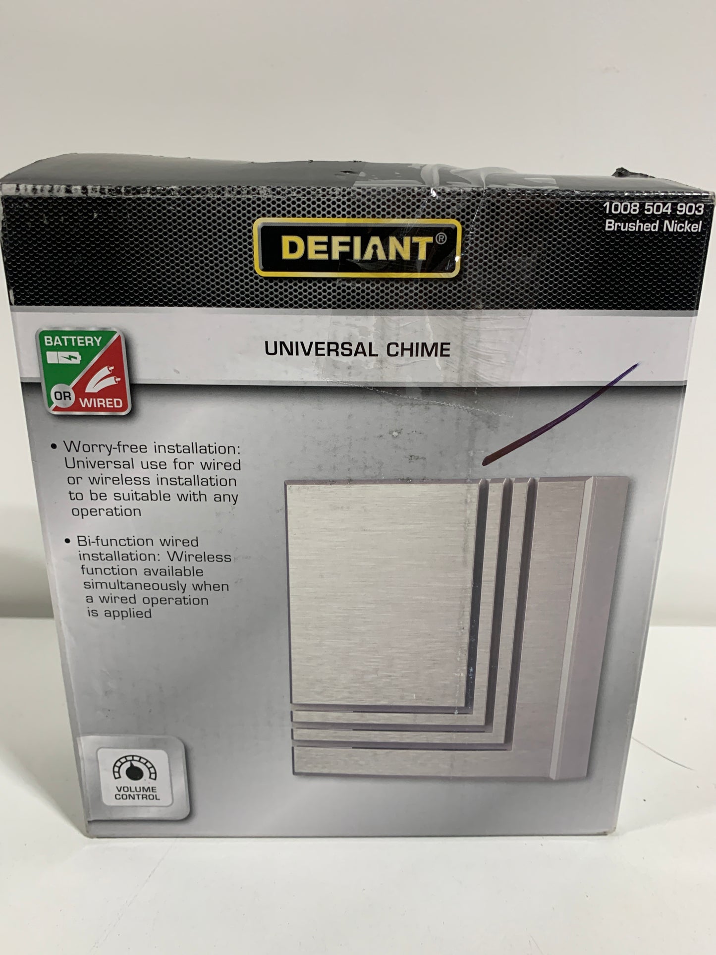 Wireless or Wired Doorbell Chime, Brushed Nickel