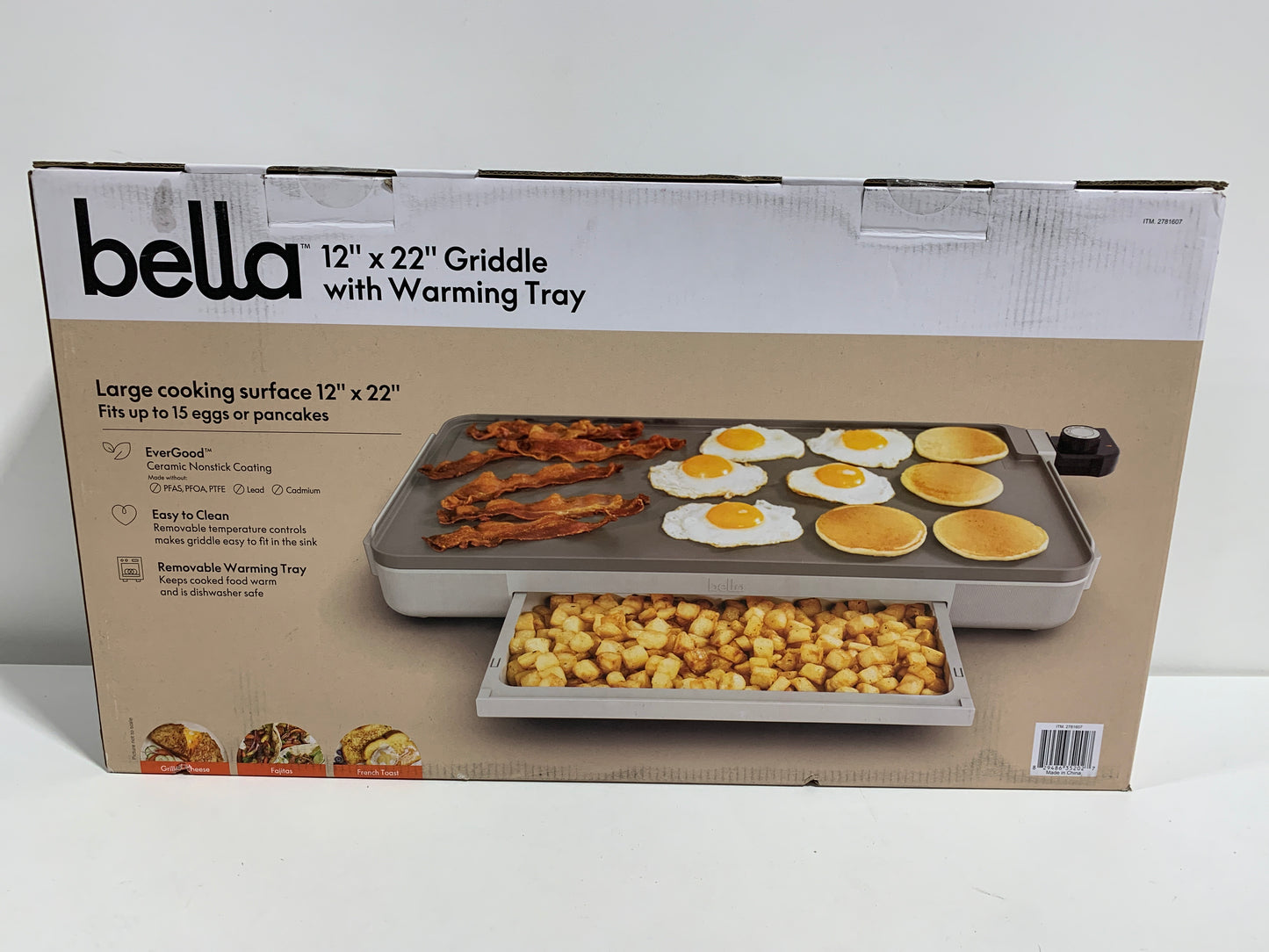 Bella 12" X 22" XL Griddle with Warming Tray