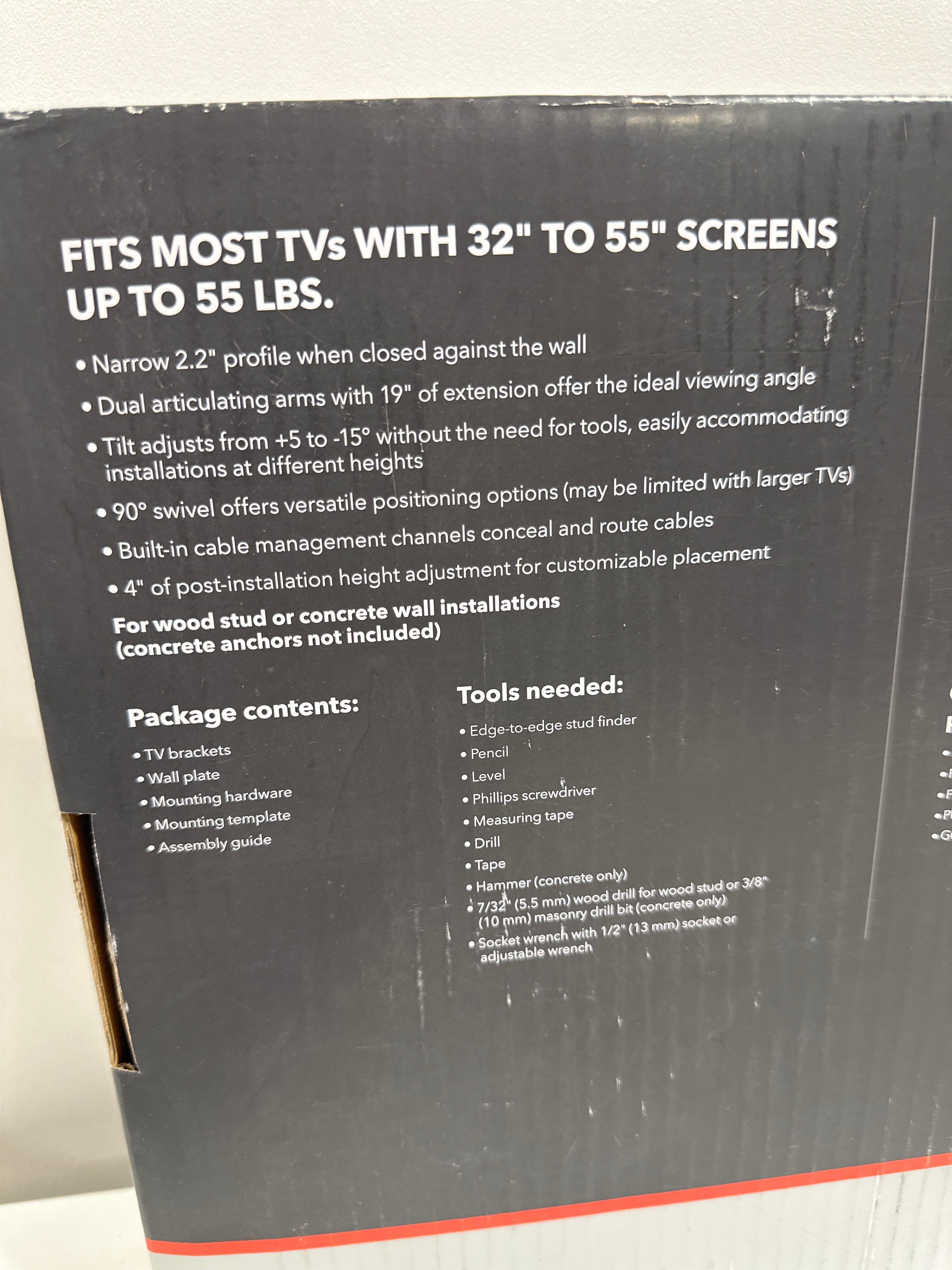 See Desc Rocketfish - Full-Motion TV Wall Mount for Most 32-55 TVs - Black - *TV & Home Theater
