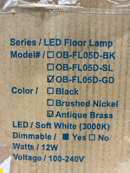 O’Bright Dimmable LED Pharmacy Floor Lamp 12W LED Full Range Dimming 360 Degree