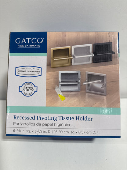 Gatco 750 Recessed Pivoting Toilet Paper Holder Brushed Brass Bathroom