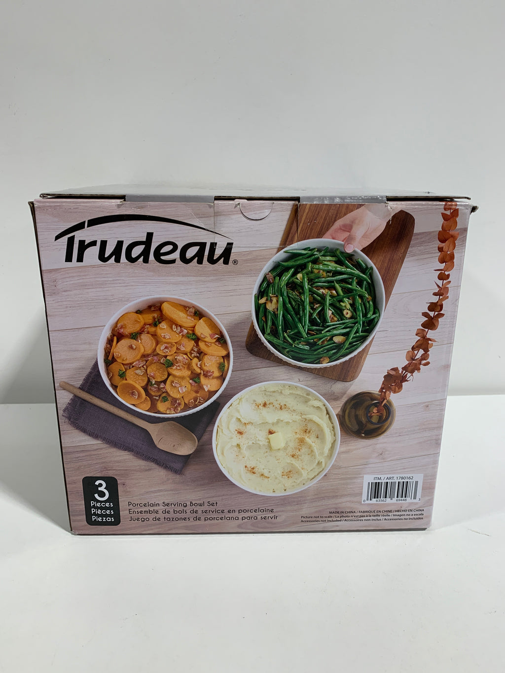 Trudeau 3 Piece Porcelain Serving Bowl Set 9.2 in Diameter White