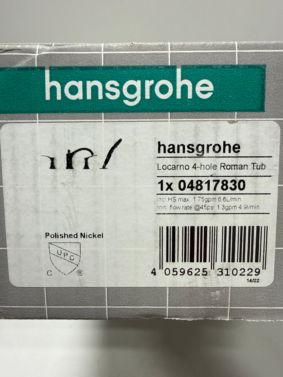 hansgrohe Locarno Transitional 2-Handle 23-inch Wide Roman Tub Filler Freestanding Bathtub Faucetand Shower Set in Polished Nickel, 04817830