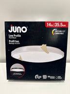 Juno 14 Inch Round LED Flush Mount Ceiling Light, Low Profile Modern Ceiling Light Fixture, Selectable 2700K/3000K/3500K/4000K/5000K Color Temperature, Dimmable, White (FMLR 14IN SWW5 90CRI WBT M4)