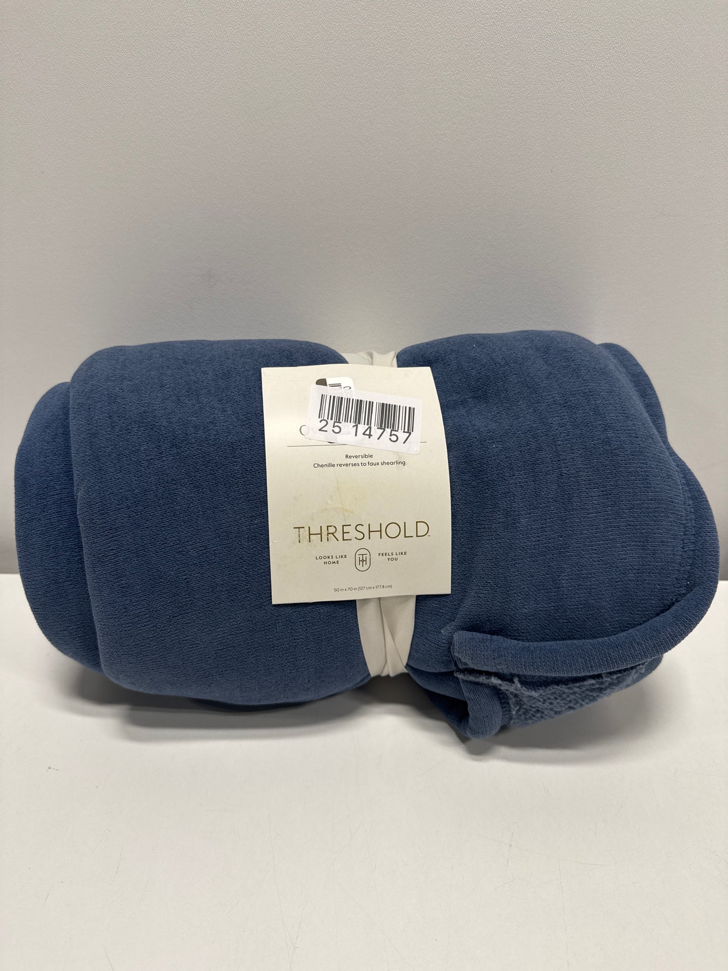 Chenille Throw Blanket with Faux Shearling Reverse Blue - Threshold™: Lightweight, Knitted, 50x70 Inches, Machine Washable