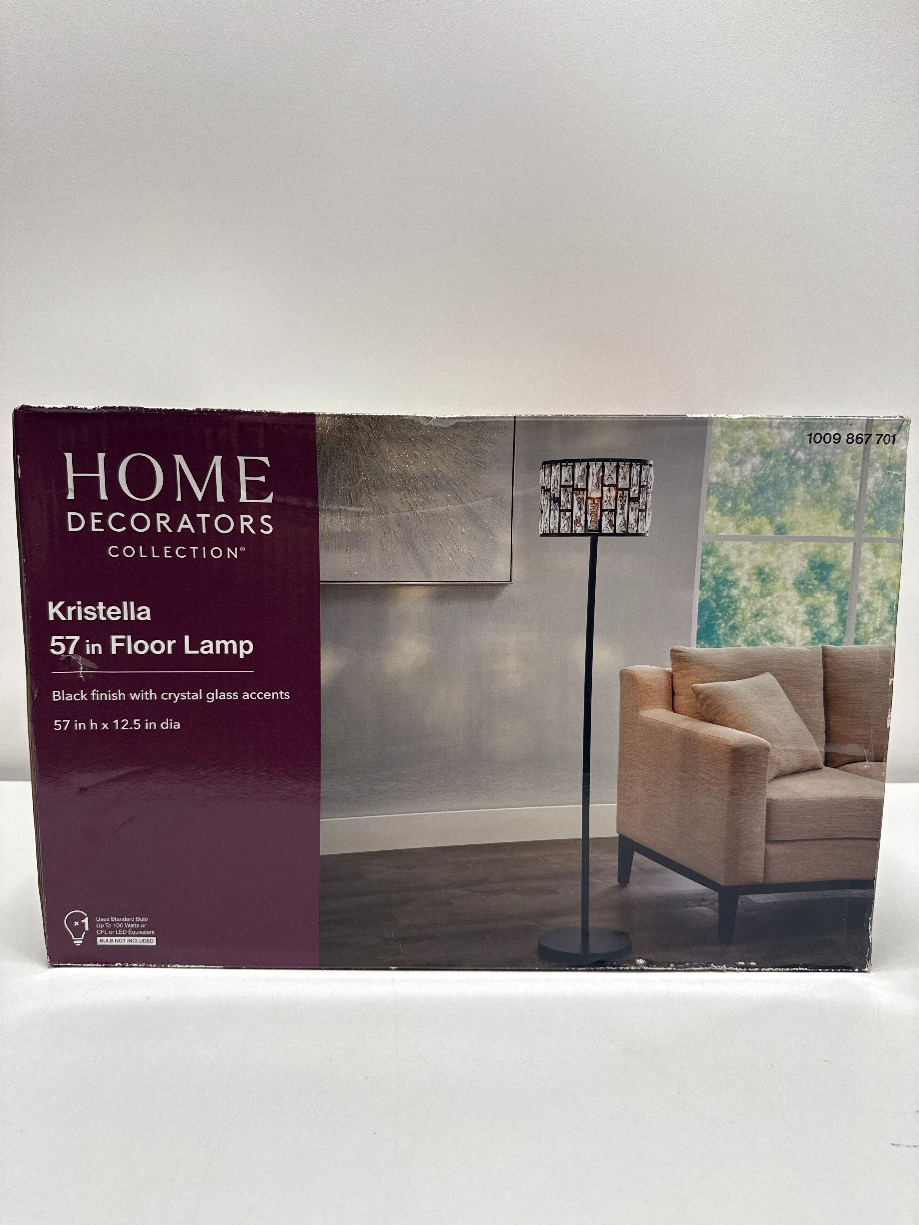 Kristella 57 in. Black Crystal Standard Floor Lamp