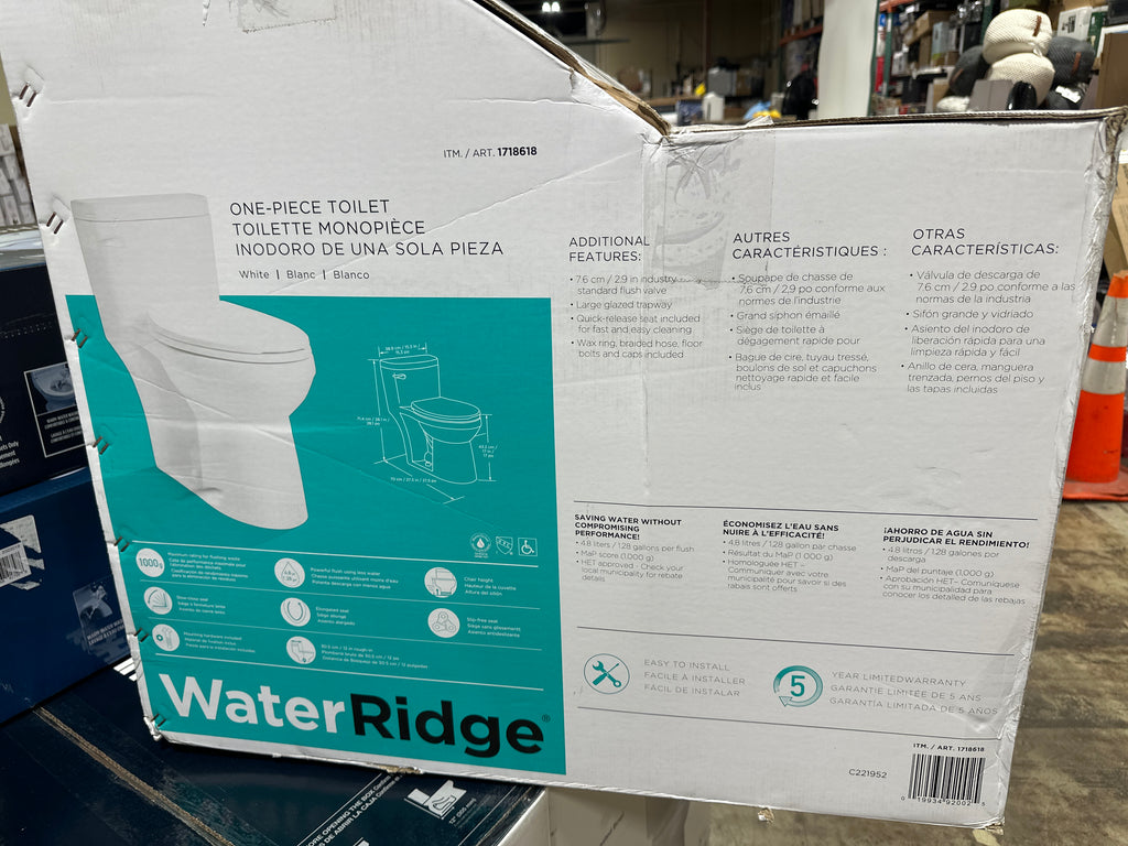 WaterRidge One-piece Elongated Toilet - *Plumbing