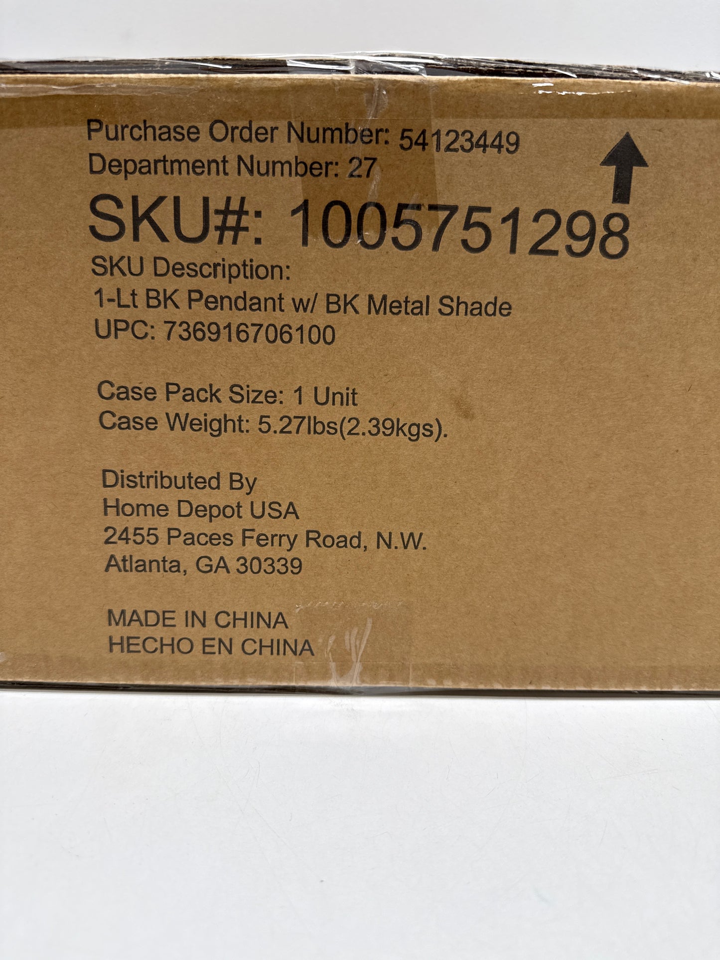 Home Decorators Shelston 1-Light Metal Shade Black Hanging Kitchen Pendant