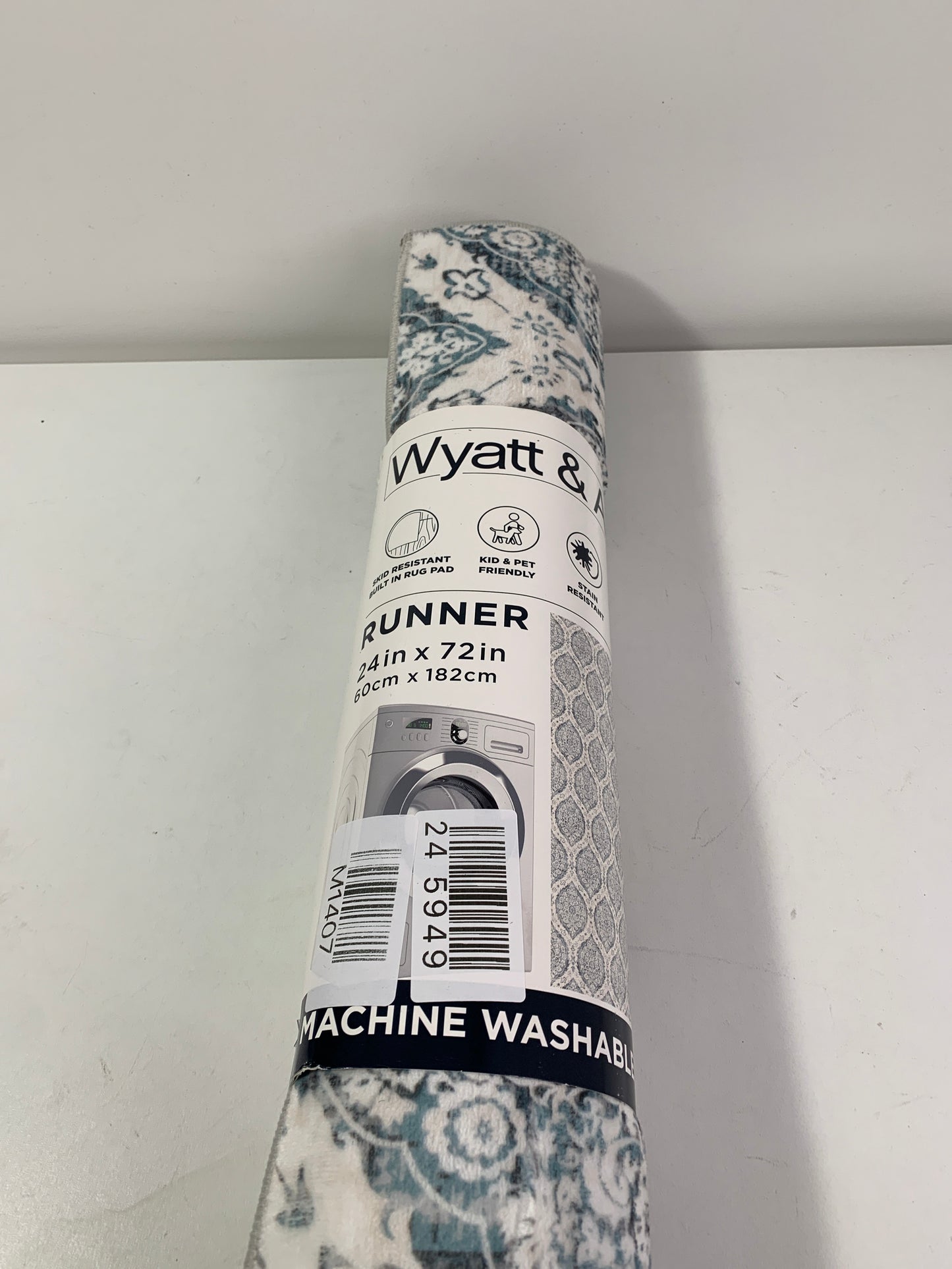 Wyatt & Ash Washable  Runner Rug  Oakley Aqua 2ft x 6ft