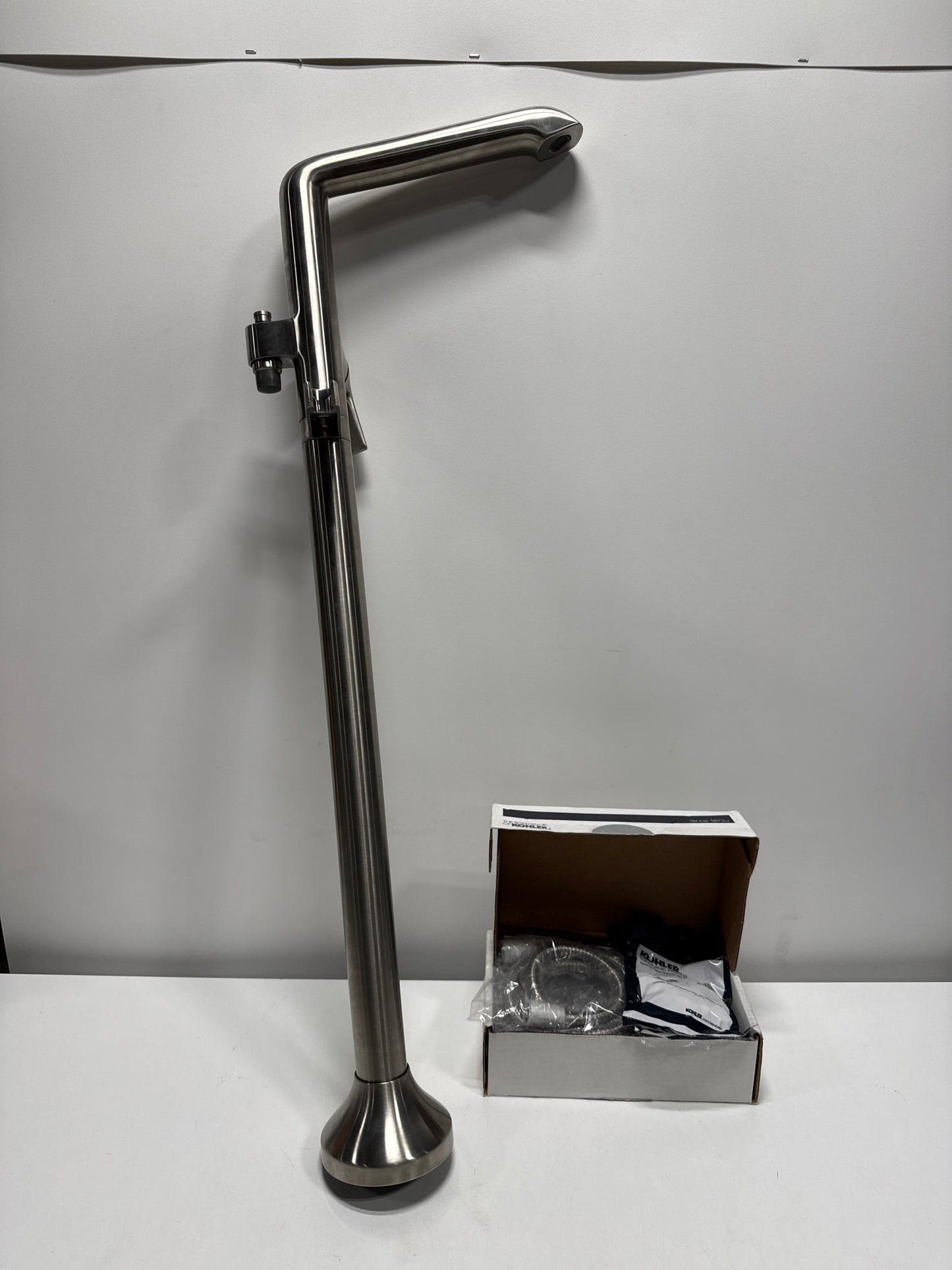 Scratch Kohler K-T22025-4 Tempered Floor Mounted Tub Filler with Built-in Diverter - Includes Hand Shower Vibrant Brushed Nickel