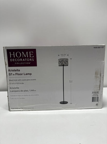 Kristella 57 in. Black Crystal Standard Floor Lamp