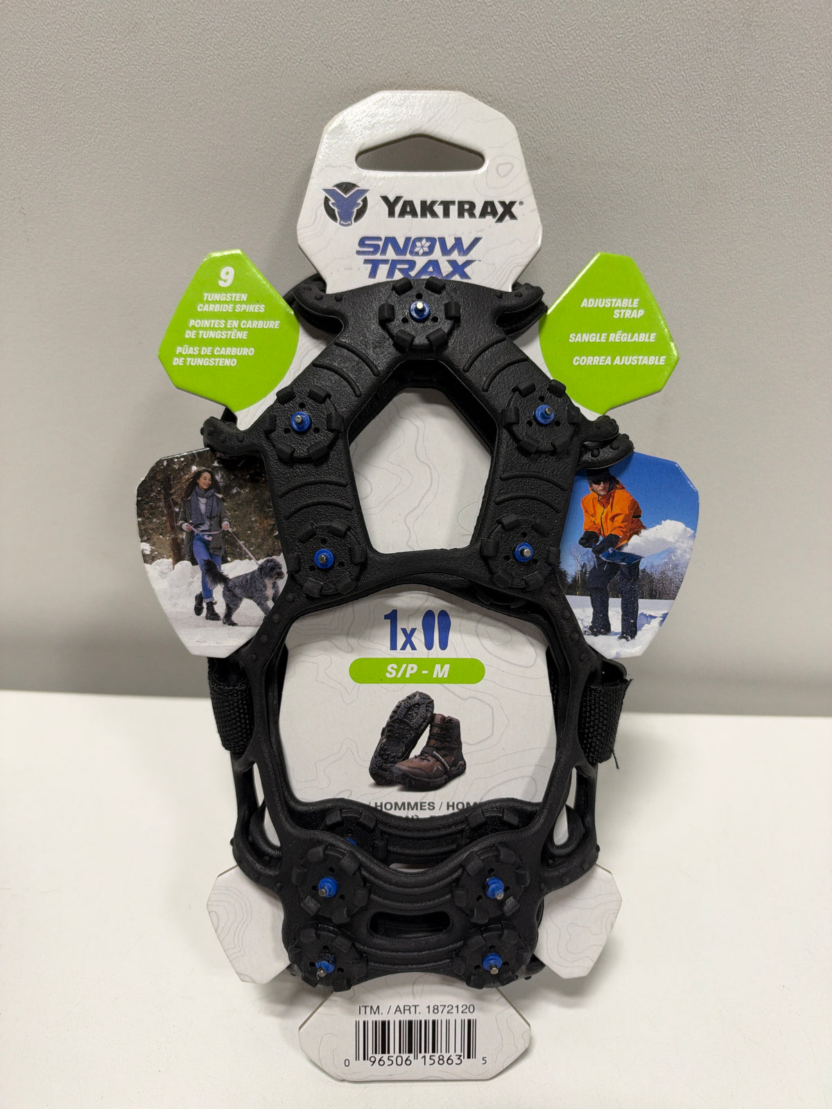 Yaktrax Snow Trax W/Carbide Spikes & Adjustable Strap S-M