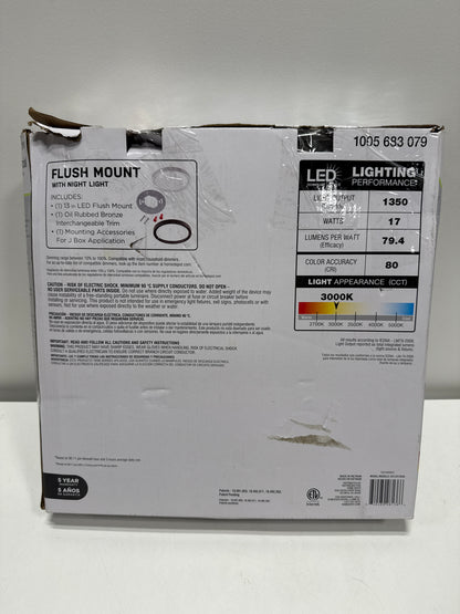 Commercial Electric LED Flush Mount Ceiling Light White/Bronze 1350 Lumens