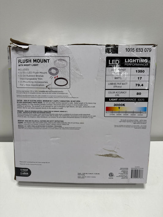 Commercial Electric LED Flush Mount Ceiling Light White/Bronze 1350 Lumens