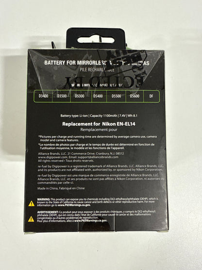 5 Digipower - Digital Camera Replacement Battery for Nikon EN-EL14 Battery Pack