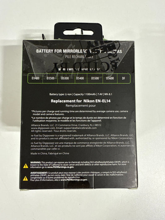 5 Digipower - Digital Camera Replacement Battery for Nikon EN-EL14 Battery Pack