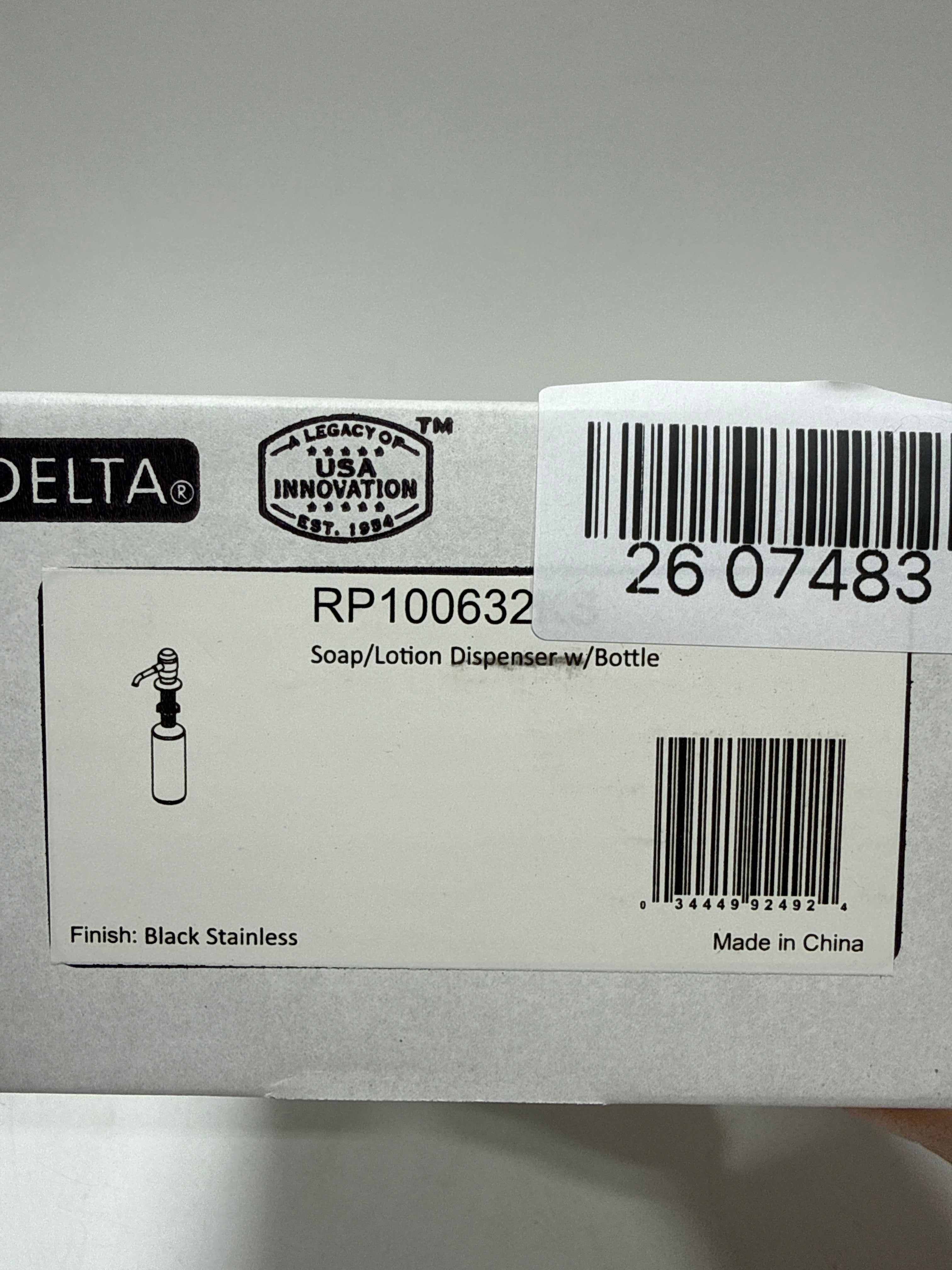 Delta RP100632 Broderick Deck Mounted Soap Dispenser with 13 Oz Capacity Black Stainless