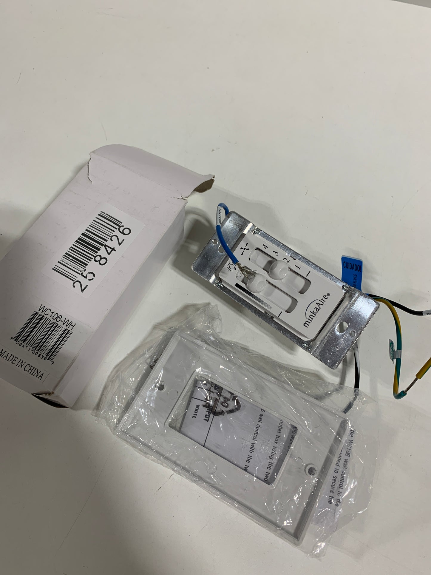 Minka Aire Wall Mounted Remote Control for Light Fan WC106-WH in White