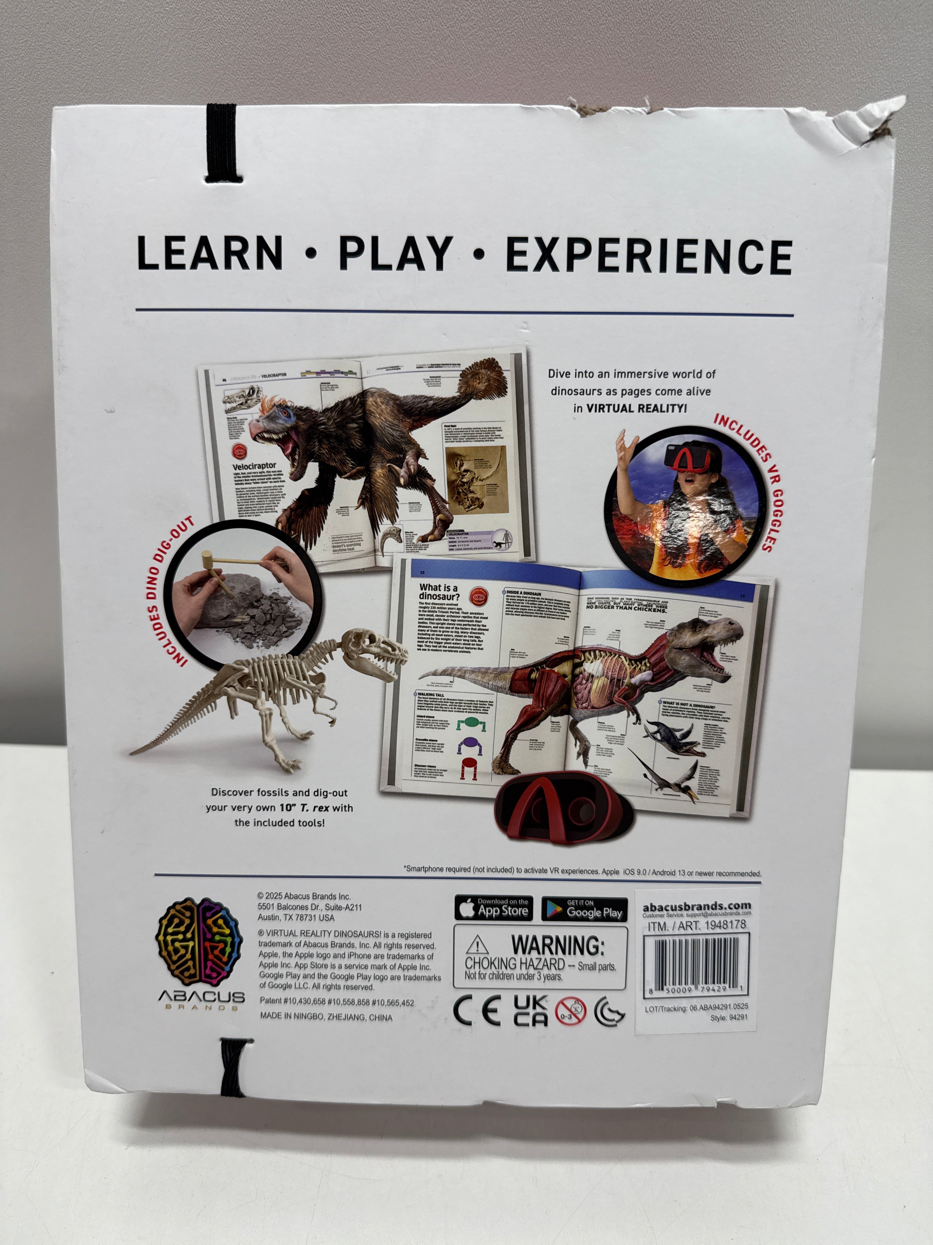 Abacus Brands Dino Dig Interactive Learning Science Kit for Kids with VR Goggles - *Kids