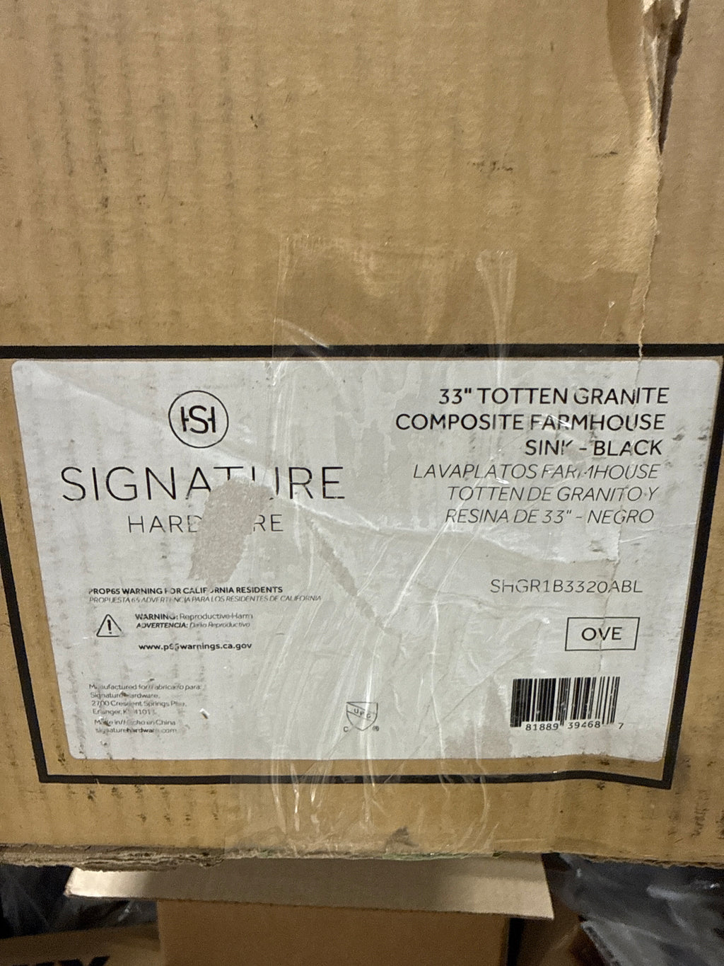 Signature Hardware 454480 Totten 33" Farmhouse Single Basin Granite Kitchen Sink