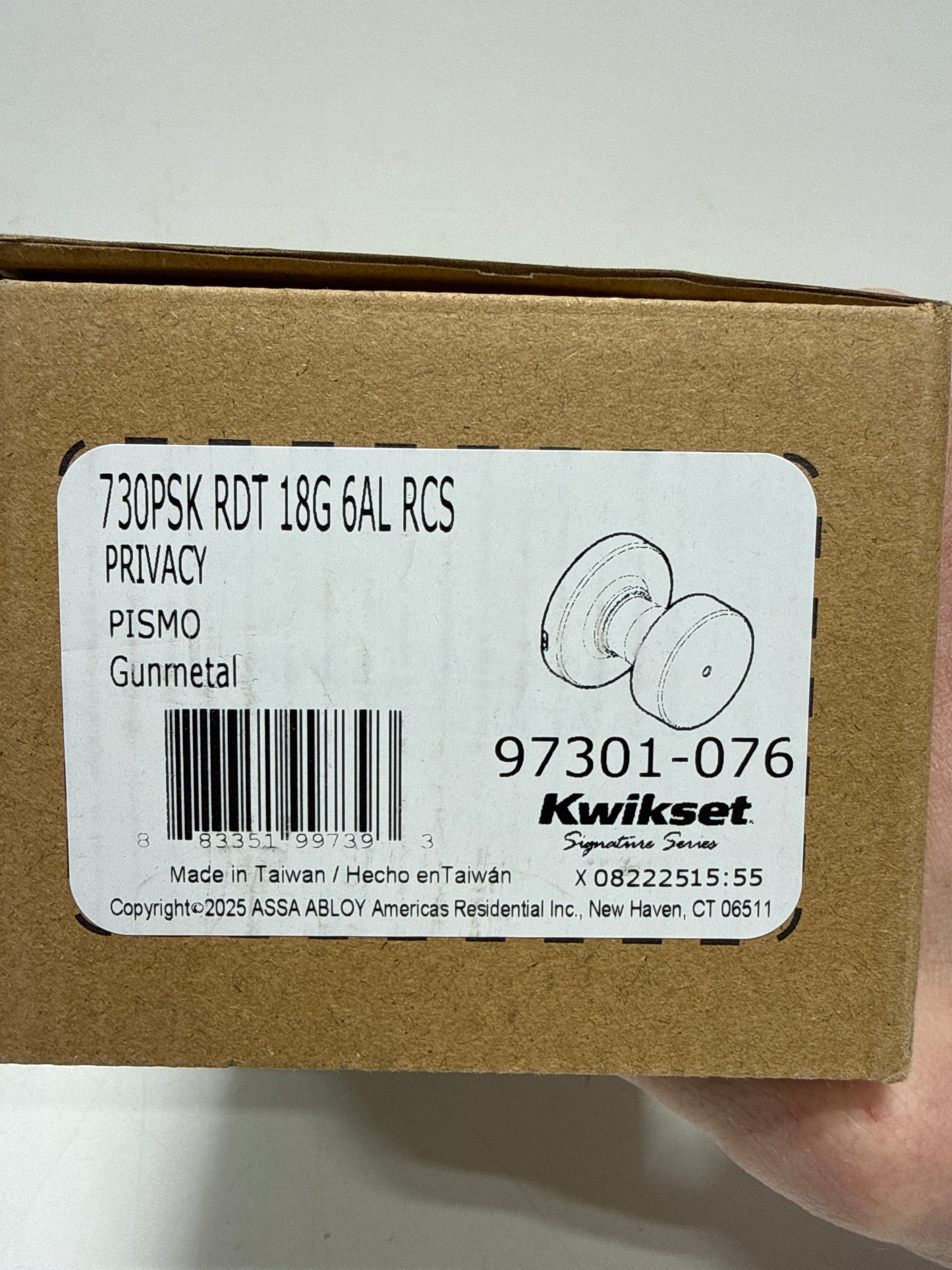 Kwikset 730Pskrdt Pismo Privacy Door Knob Set - Gun Metal