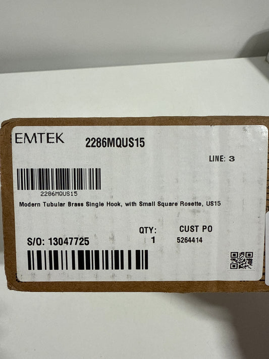 Emtek Modern Tubular Brass Single Hook Small Disc Rosette Satin Nickel - 2286-00-US15