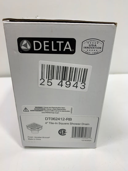 Delta DT062412 4" Tile-in Square Shower Drain Venetian Bronze