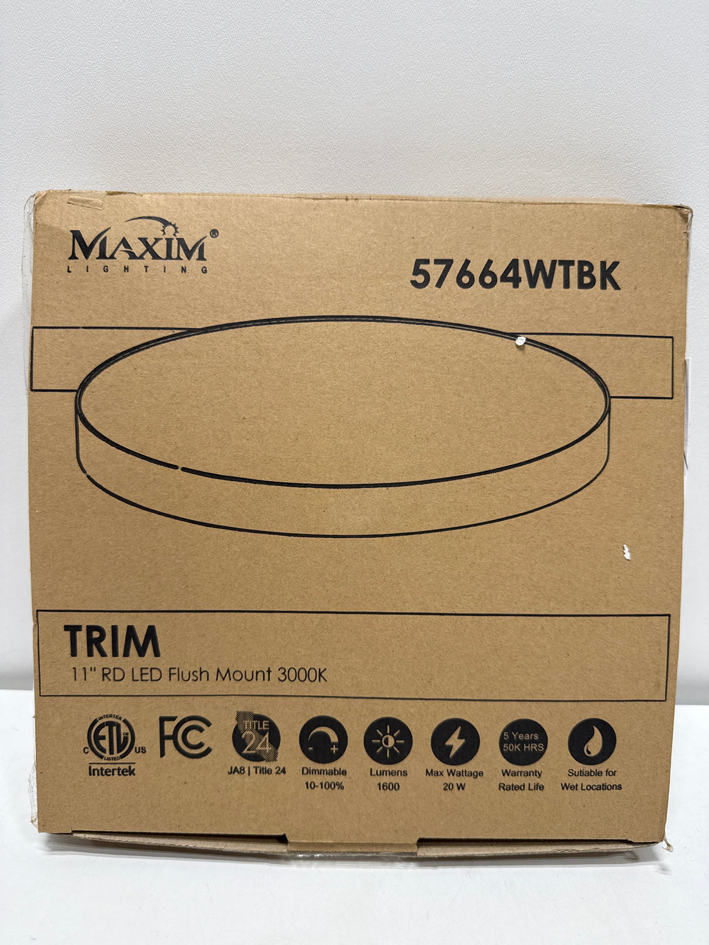 Maxim Lighting Trim 11 Inch Flush Mount Trim - 57664WTBK - Modern Contemporary
