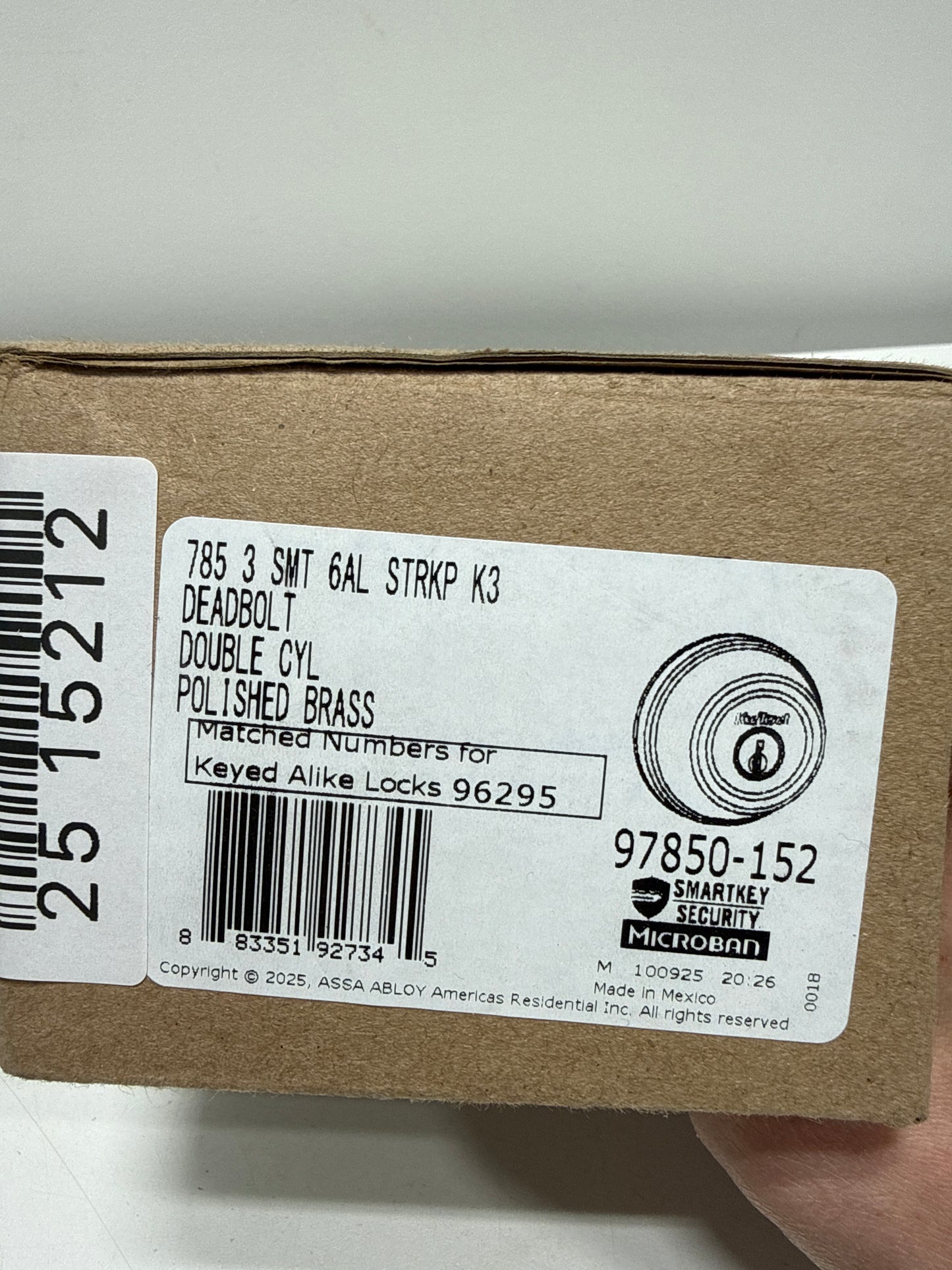 Kwikset 785-S.Strkp 780 Double Cylinder Keyed Entry Deadbolt - Brass