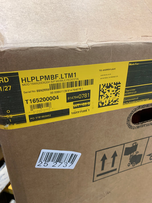 HON Mod HLPLPMBF Pedestal - 15" X 20" X 20" - 2 X Box, File Drawer(s) - Finish: Traditional Mahogany