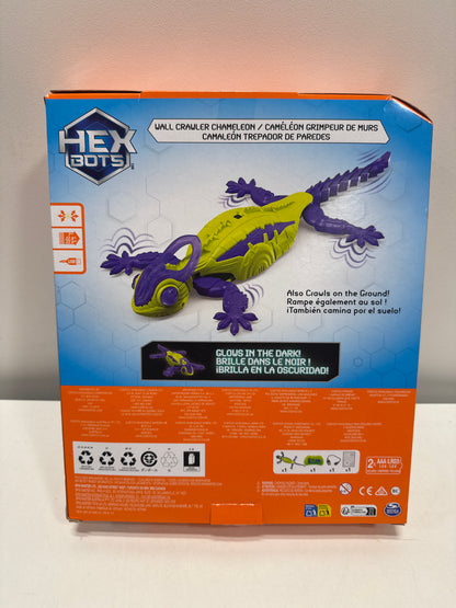 Hex Bots Wall Crawler Chameleon RC Robot Toy – Remote Control Wall-Climbing Glow-in-the-Dark Purple Body & Green Shell