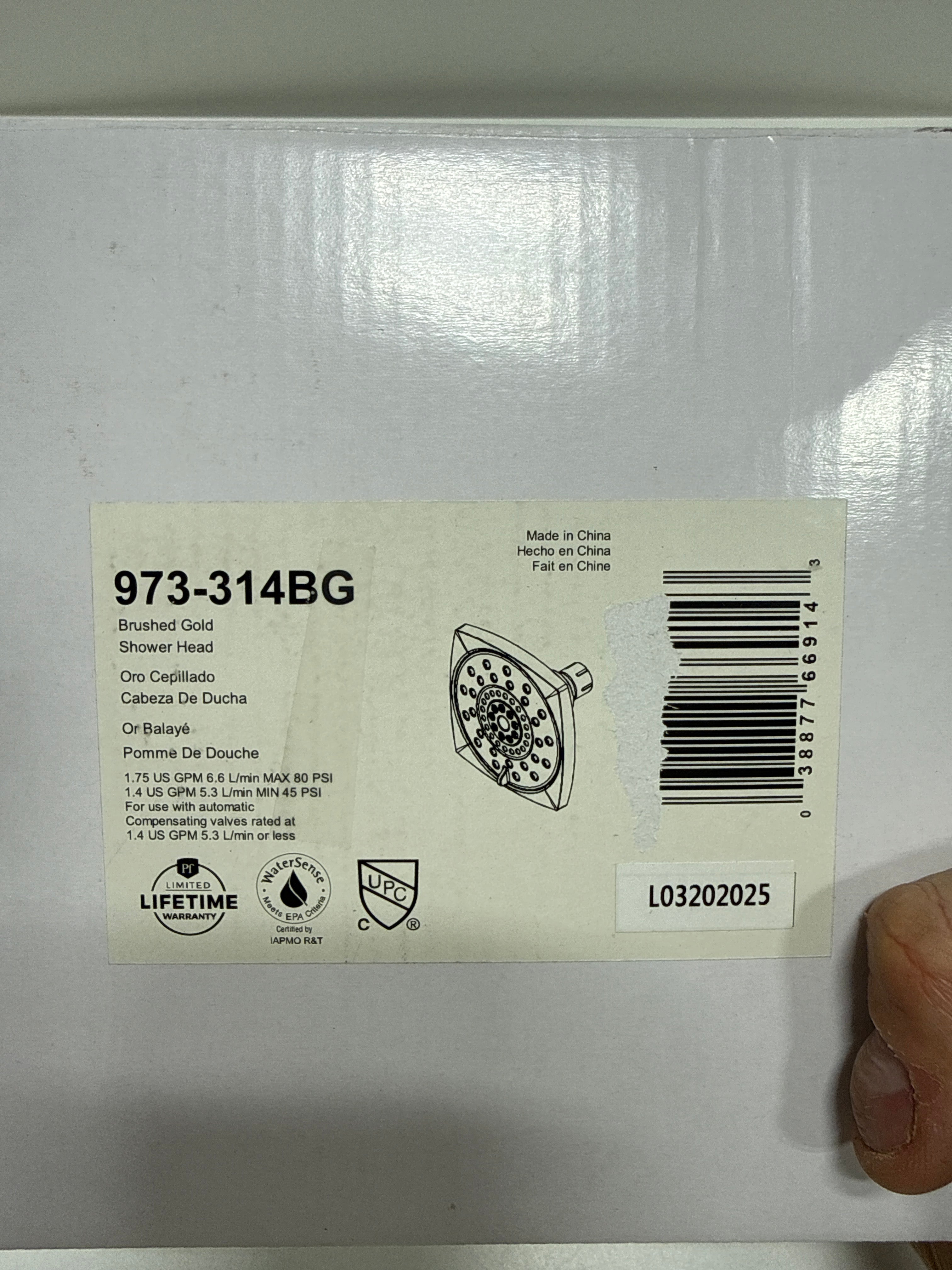 Pfister 973-314 Deckard 1.75 GPM Multi Function Shower Head - Brushed Gold