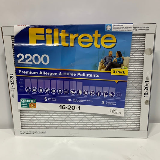 3M 2200 Series Filtrete 1" Filter, 3-pack 16x20x1