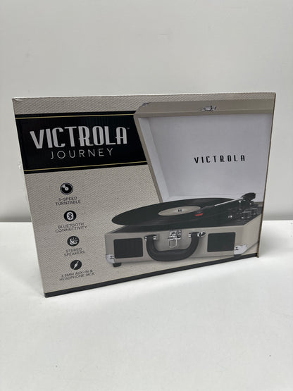 Victrola - Journey Bluetooth Suitcase Record Player with 3-speed Turntable - Light Gray