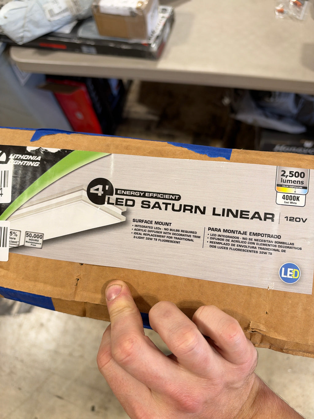 Lithonia Lighting FMFL 30840 SATL BN 48" 4000K LED Linear Flush Mount Ceiling Light Brushed Nickel