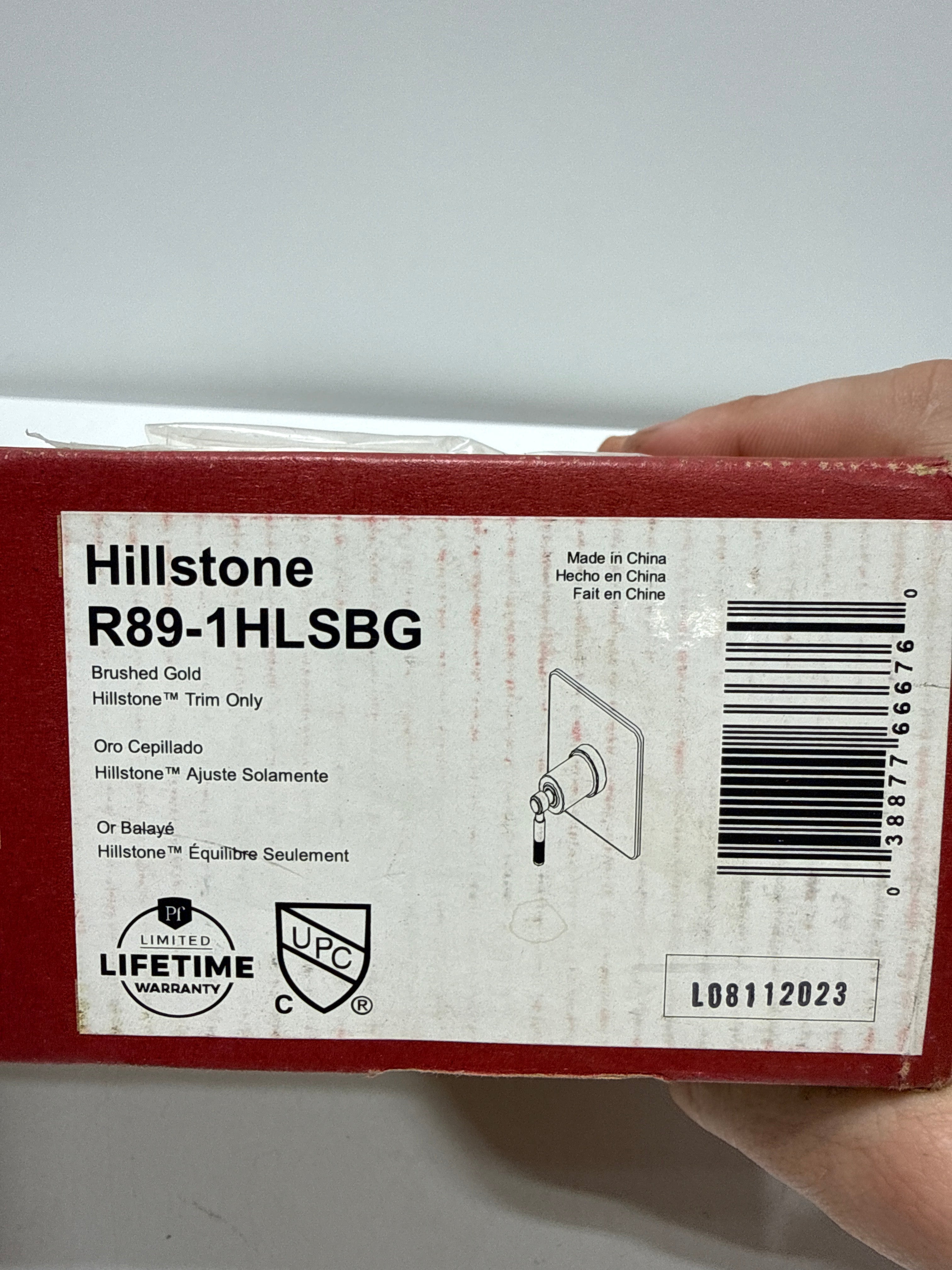 Pfister R89-1HLS Hillstone Pressure Balanced Valve Trim Only with Single Lever Handle - Less Valve - Brushed Gold