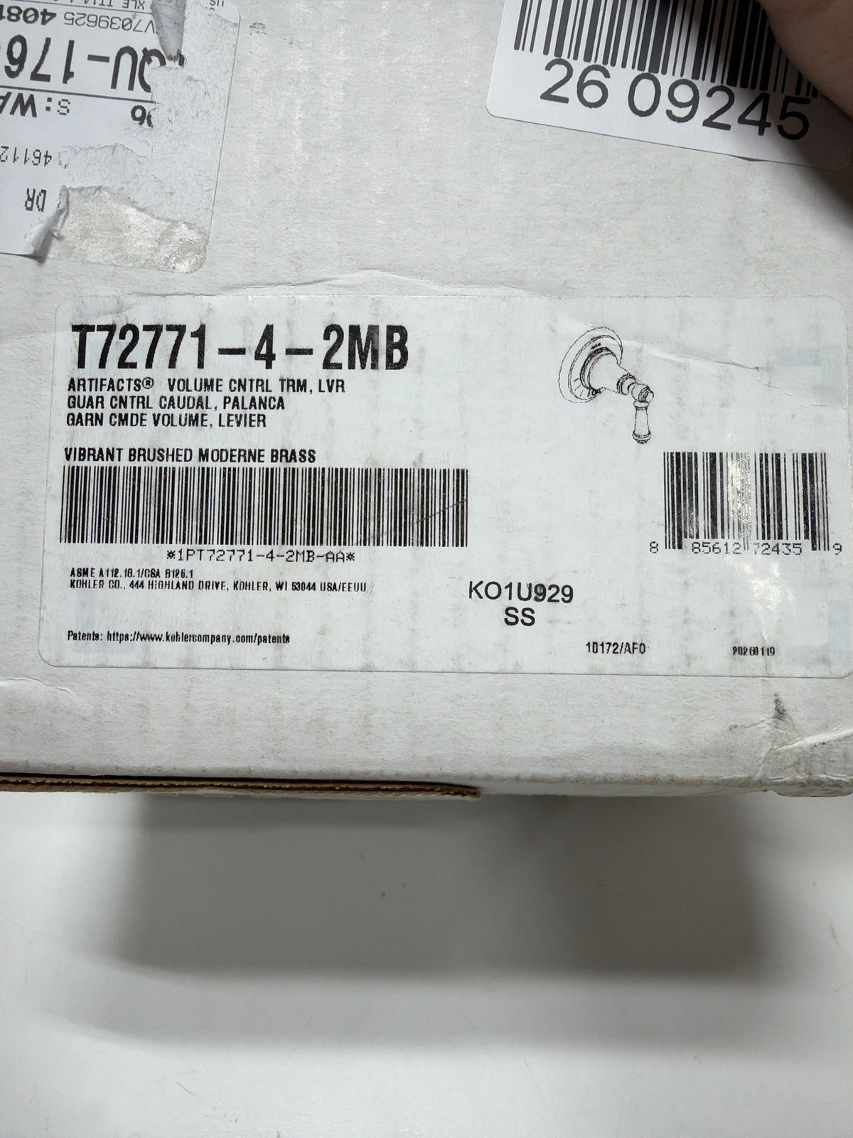 Missing Handle KOHLER K-T72771-4 Artifacts MasterShower Volume Control Valve Trim with Lever Handle