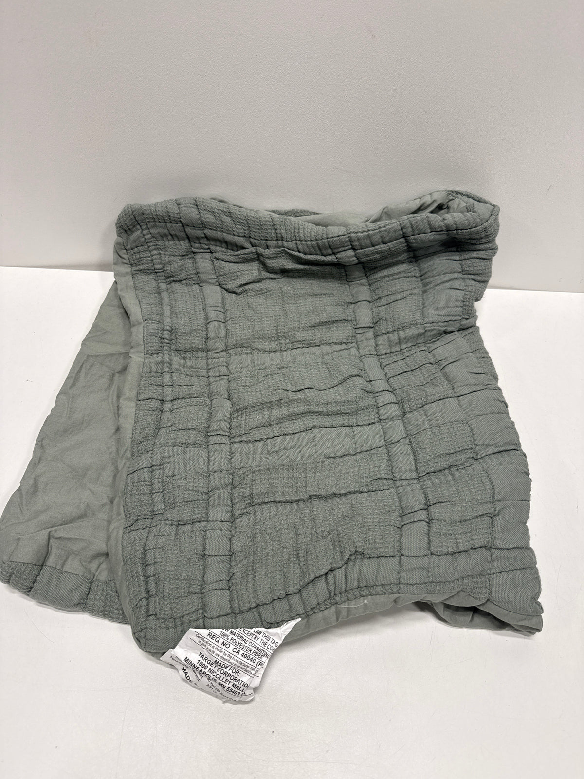 King Waffle Matelasse Quilt Sham Light Teal Green - Threshold™ Designed with Studio McGee: Cotton Texture Zipper