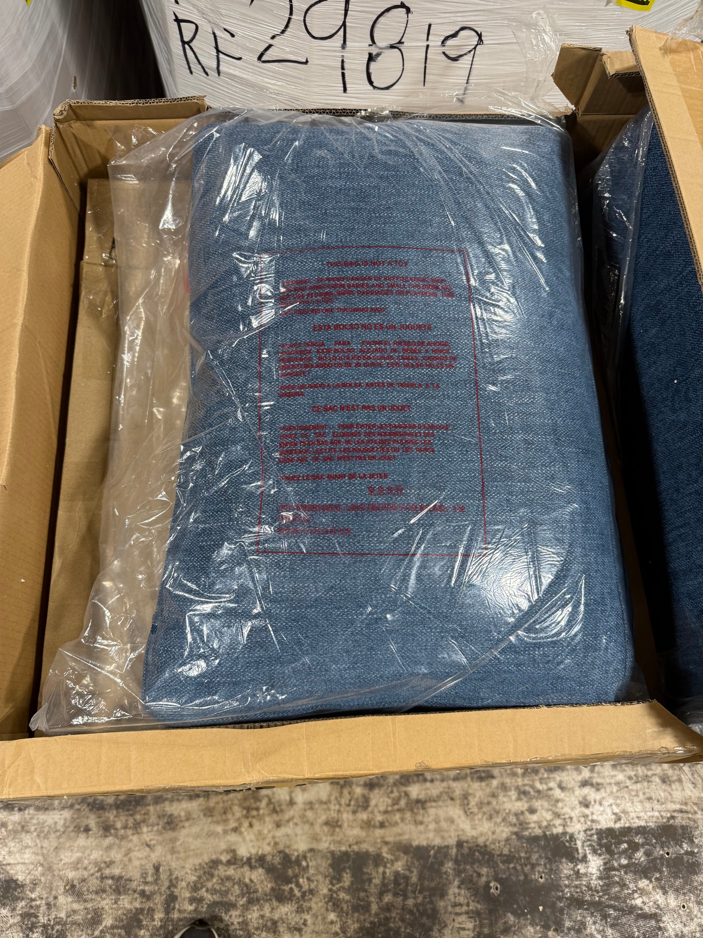 OSP Home Furnishings Amari Relaxed Modern Accent Chair, Navy Fabric with Antique White Wood Frame