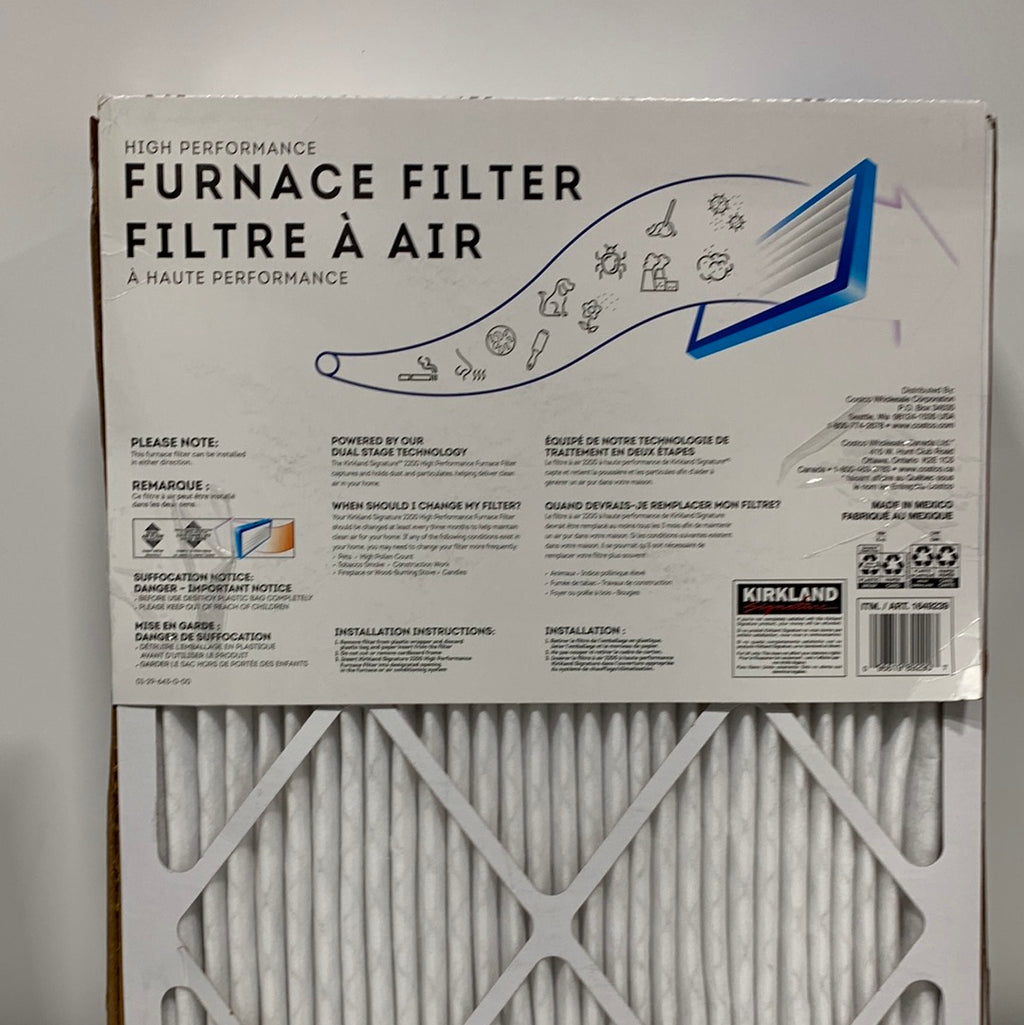 Kirkland Signature 16 x 20 x 1 2200 High Performance Furnace Filters