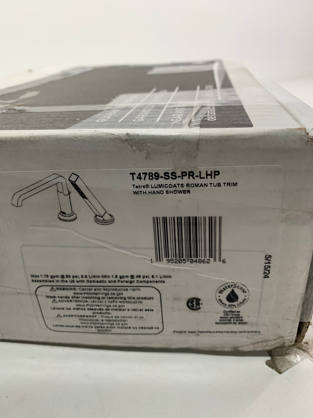 See Desc Delta T4789-Lhp Tetra Tub Deck Mounted Roman Tub Filler - Lumicoat Stainless - *Plumbing