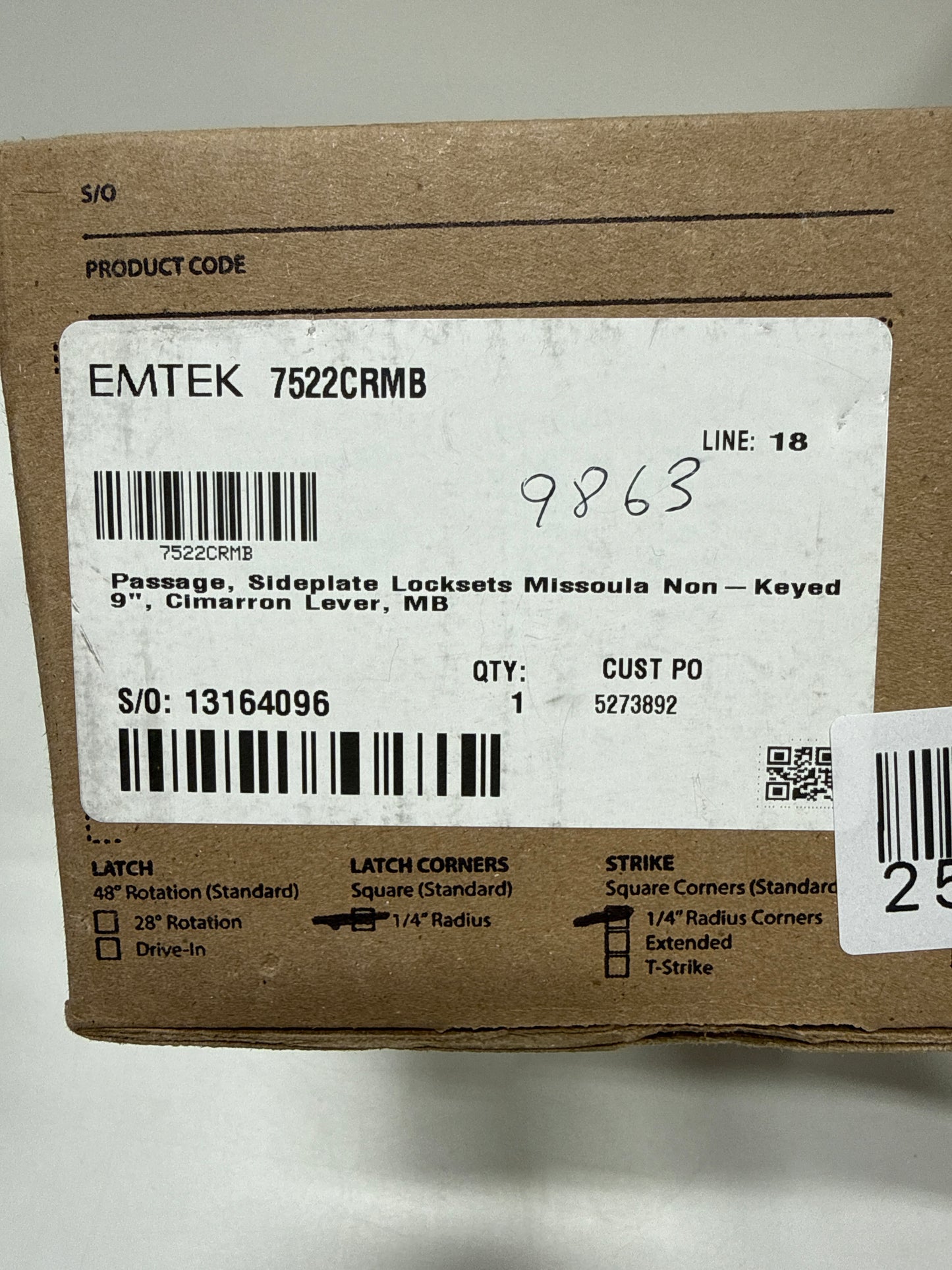 Emtek Link Emtek Passage, Sideplate Locksets Missoula Non-Keyed 9'', Cimarron Lever, MB