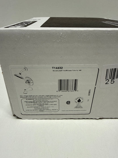 Delta Woodhurst 14 Series Bathtub and Shower Faucet Set, Chrome Shower Head and Handle Set, Valve Trim Kit, Chrome T14432 (Valve Not Included)