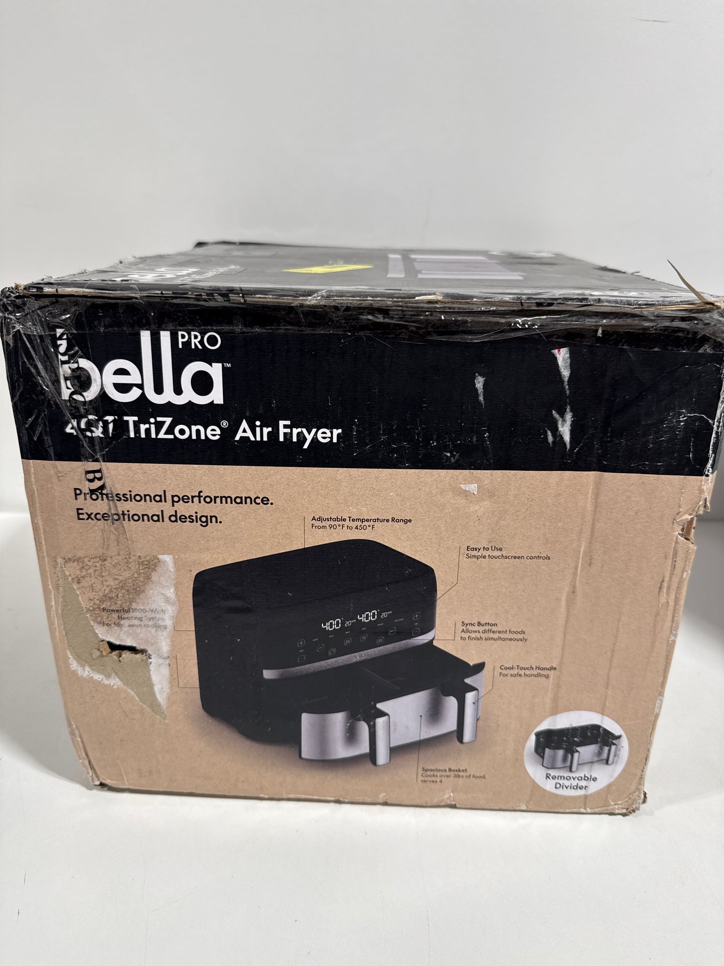 Bella PRO - 4-qt. TriZone Touchscreen Air Fryer with Dual Flex Basket - Stainless Steel