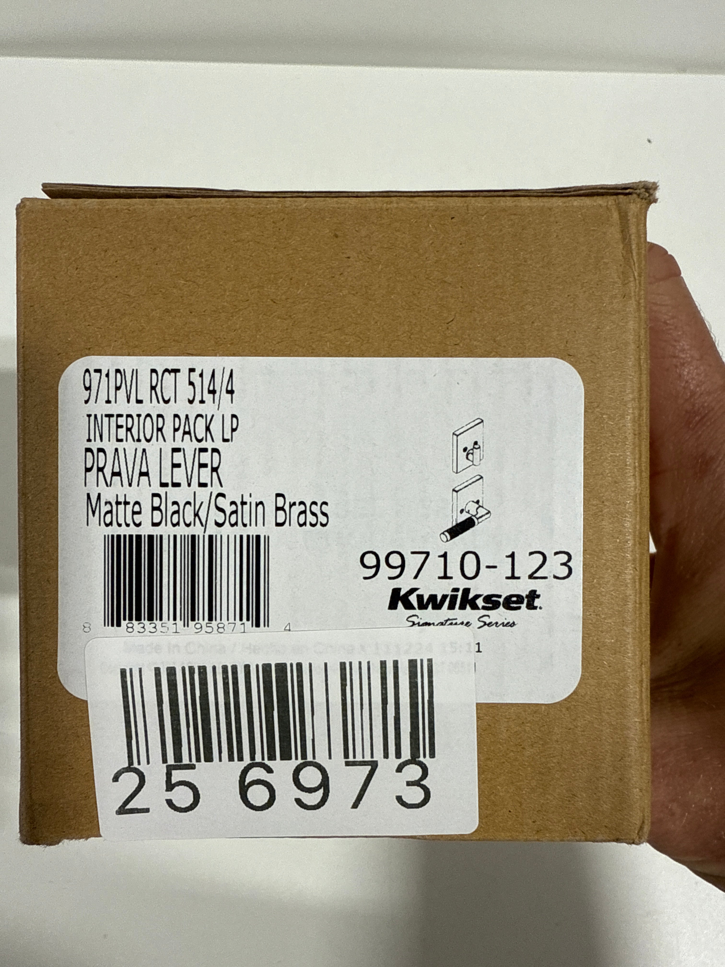 Kwikset 971Pvlrct Prava Lever Keyed Entry Interior Pack - Black - *Tools Hardware & Misc