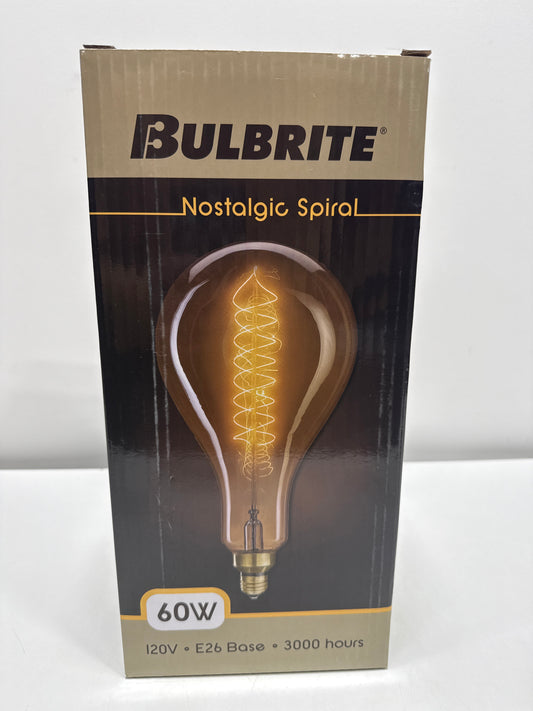 Bulbrite 60 Watt Dimmable Grand Nostalgic Medium (E26) Incandescent Bulb Spiral Pear