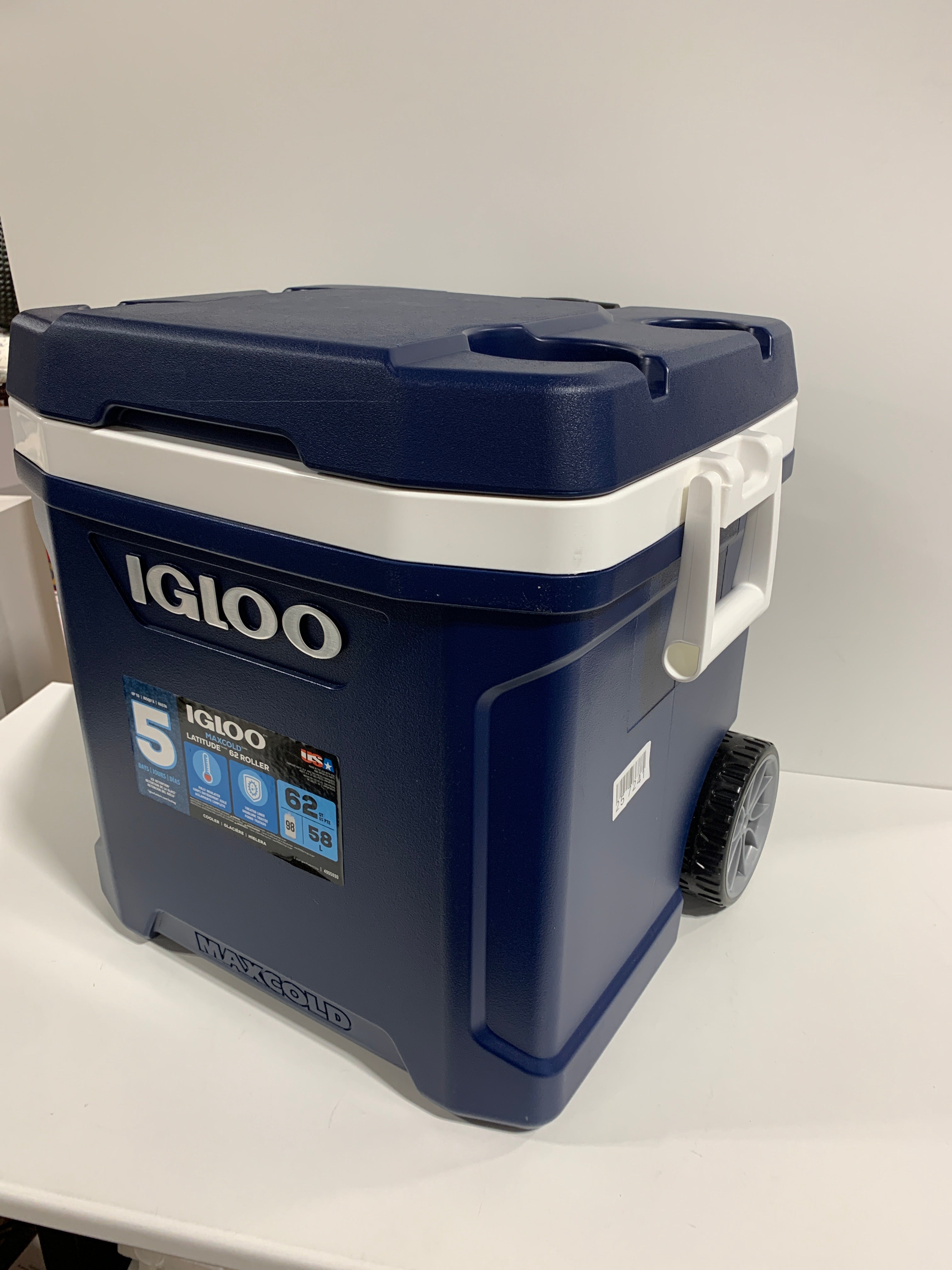 Used See Desc IGLOO MaxCold 58 Litre (62 US QT) Roller Cool Box Ice Cooler 98 Cans - *Outdoor Living & Garden