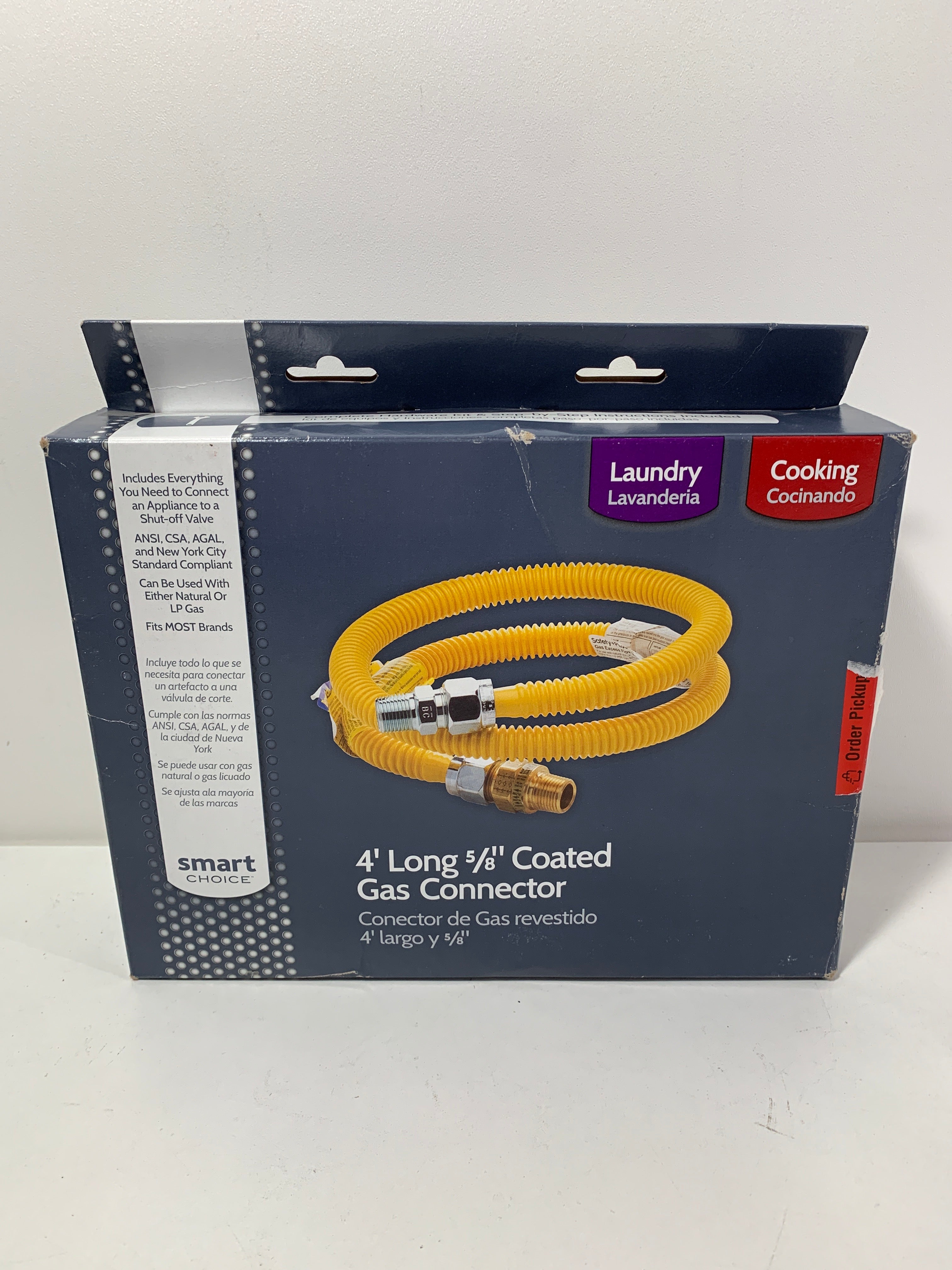 Smart Choice 4 Ft. 5/8 in. ProCoat Safety PLUS Gas Connector 1/2 MIP X 1/2 MIP - *Kitchen Appliances