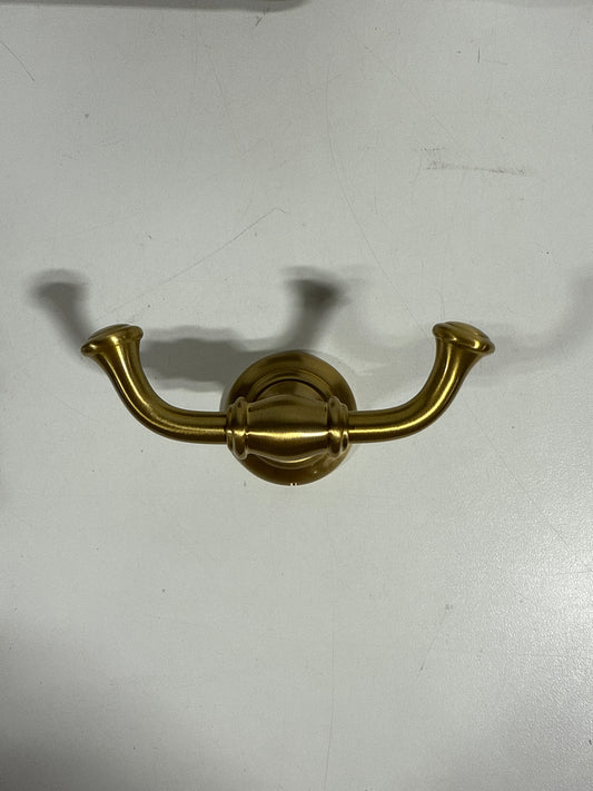 Alno A6784 Charlies 4-1/2" W Traditional Double Prong Solid Brass Wall Mounted Bathroom Towel Robe Hook Satin Brass