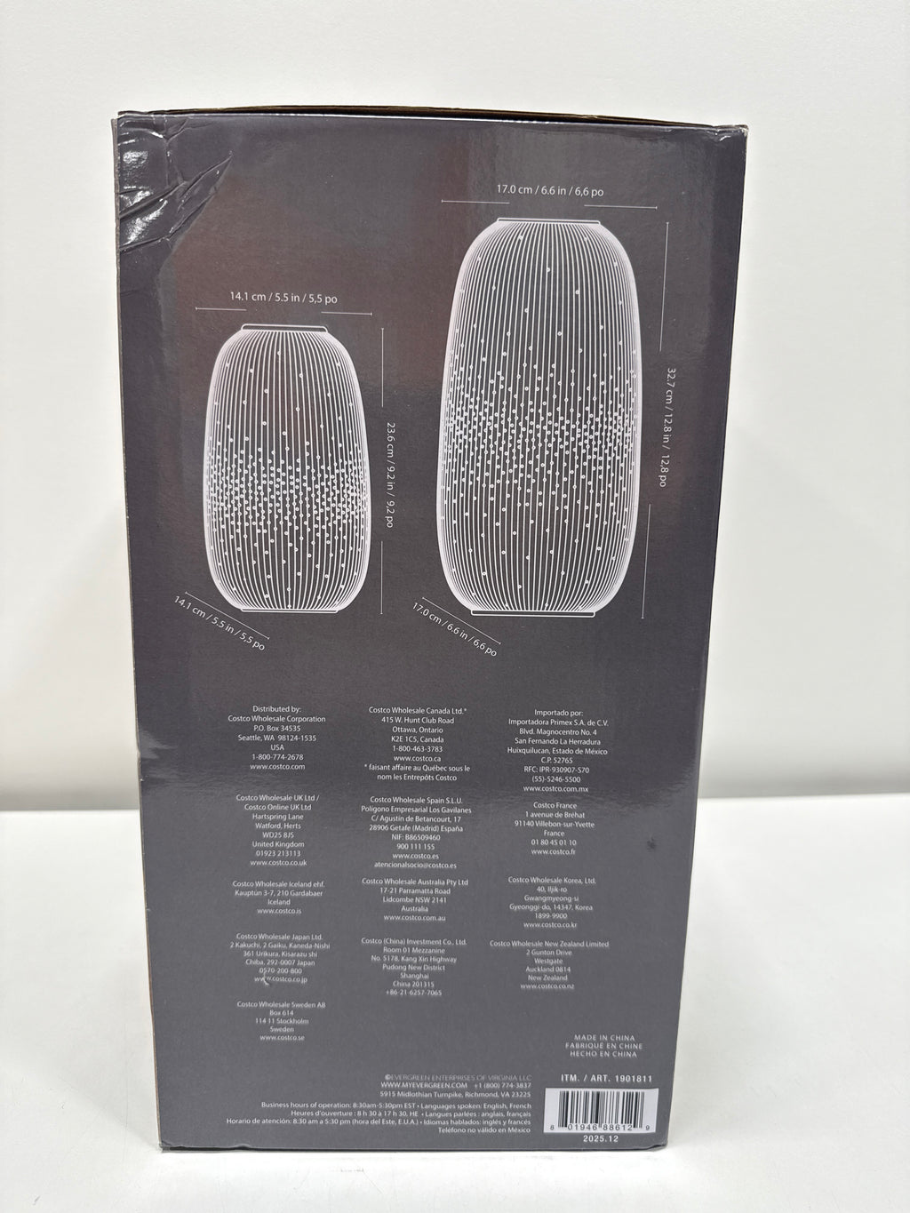 Evergreen LED Porcelain Lantern, Set of 2 Black